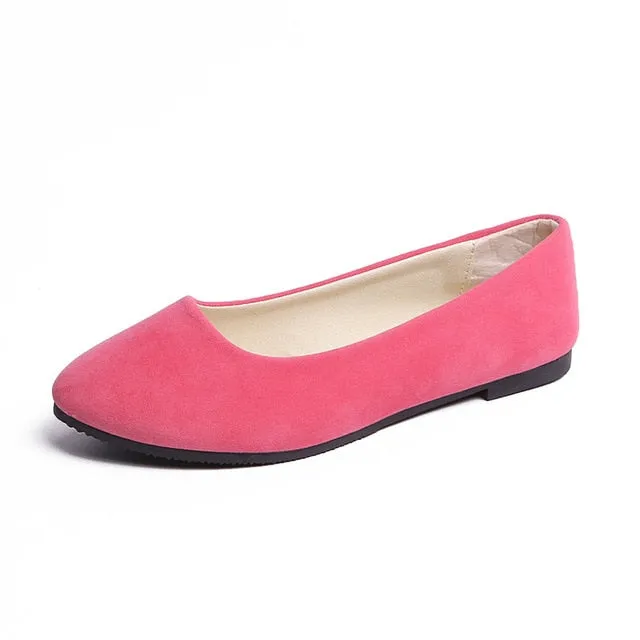 Plus Size 35-43 Women Flats Slip on Flat Shoes Candy Color Woman Loafers Leather Loafers On Sale