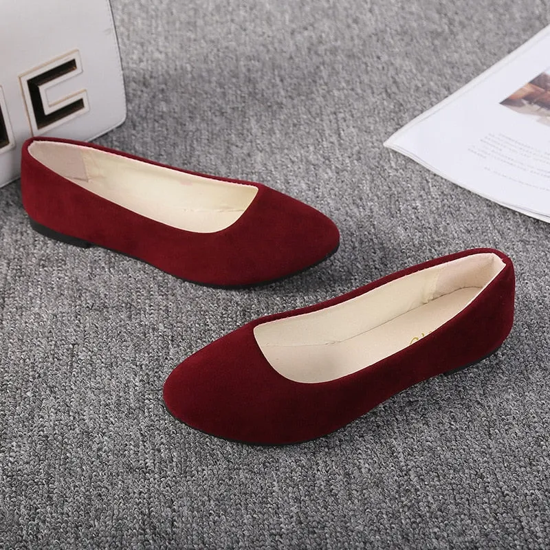 Plus Size 35-43 Women Flats Slip on Flat Shoes Candy Color Woman Loafers Suede Loafers With Gold Buckle