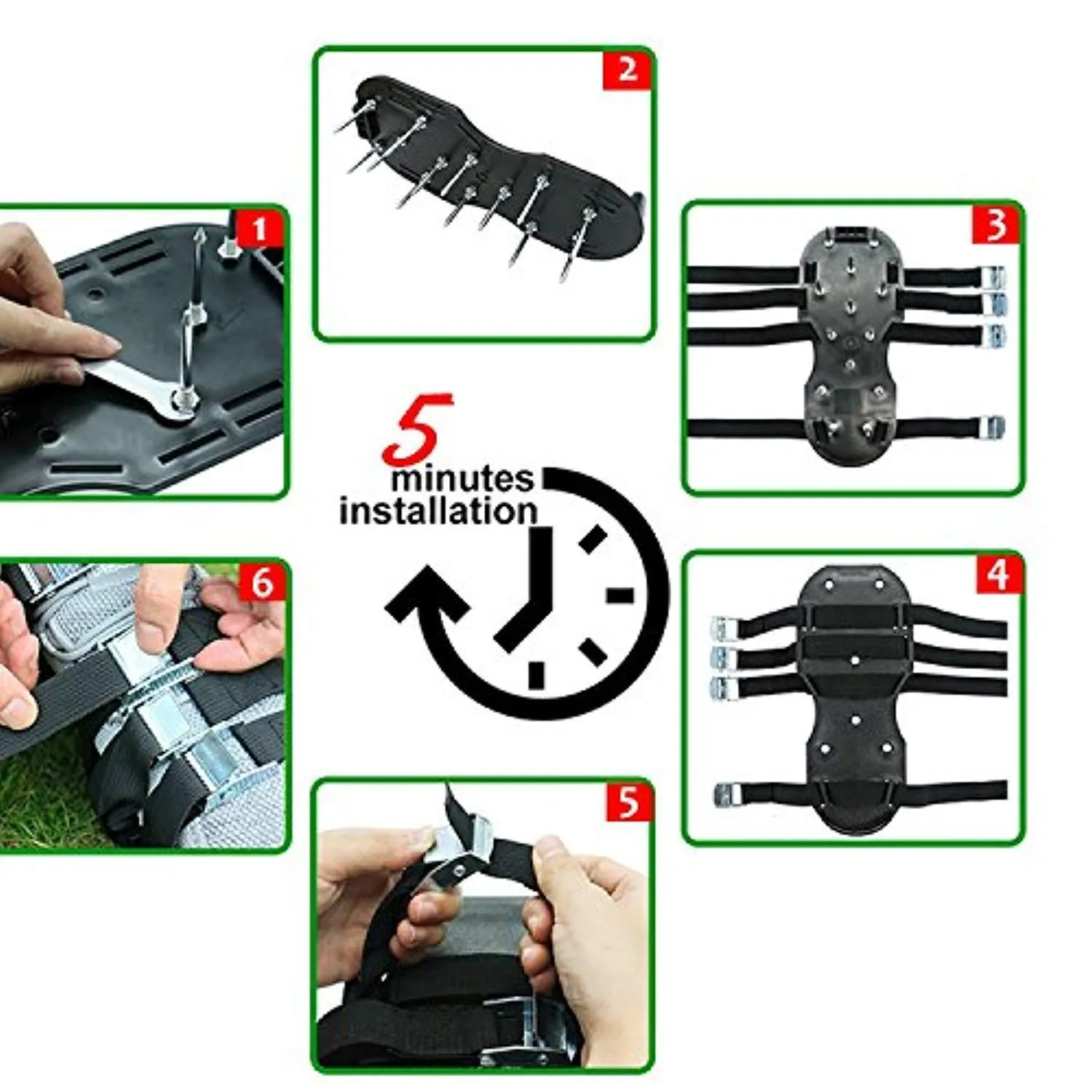 Blissun Lawn Aerator Shoes, 4 Aluminum Alloy Buckles Spiked Aerating Lawn Sandals, 26 Nails for Aerating Your Lawn or Yard, 4 Adjustable Straps Universal Size Asics Shoe Tester