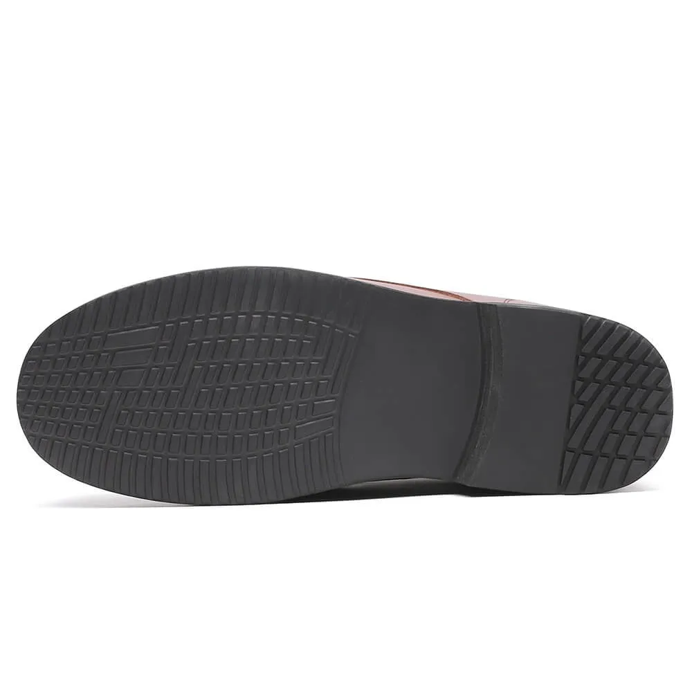 Asics Leather Walking Shoes 14CM / 5.51 Inches CMR CHAMARIPA High Heel Shoes For Men Dark Brown Height Increasing Shoes Leather Tall Man Shoes