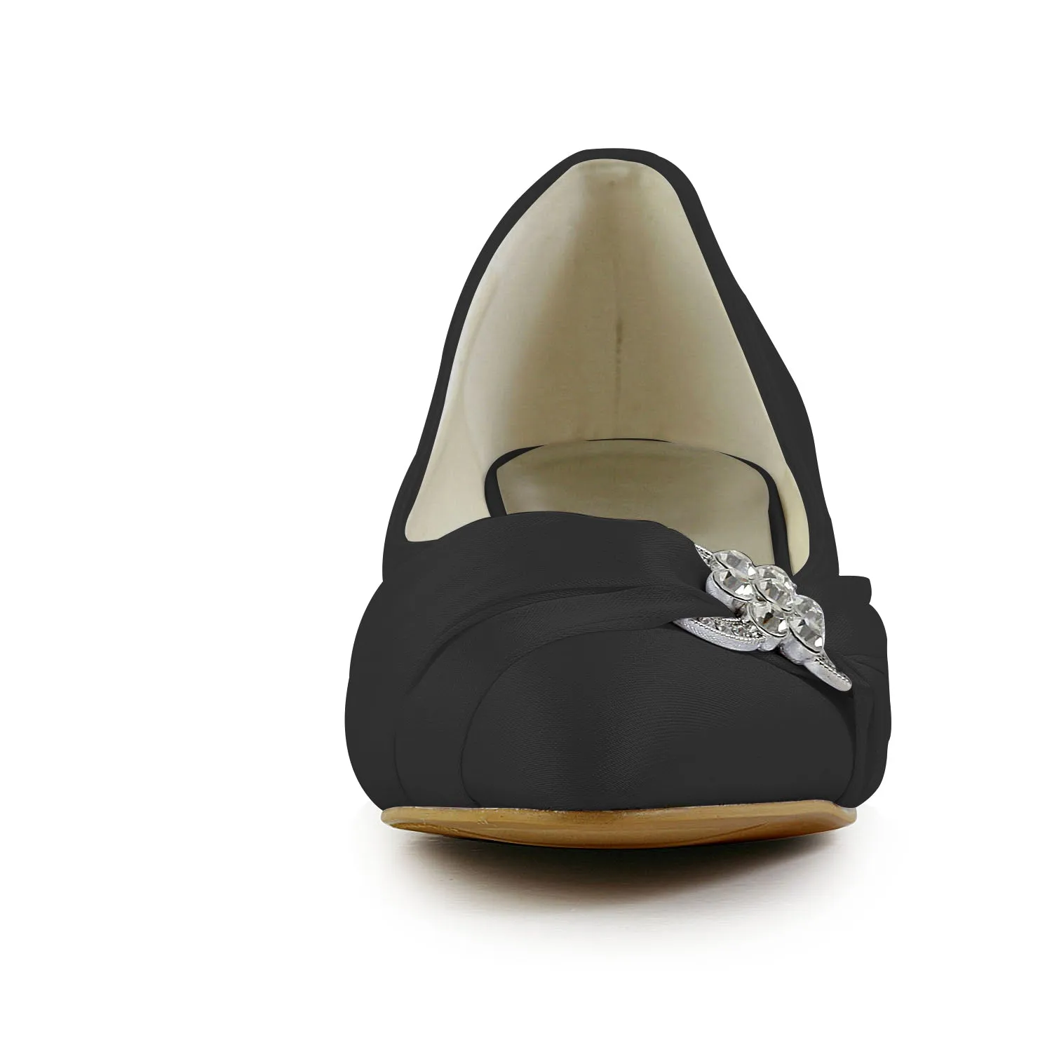 Dress Shoes With Athletic Soles Women's Bridal Shoes Closed Toe 1.8 Low Heel Comfort Satin Pumps Crystal Wedding Shoes