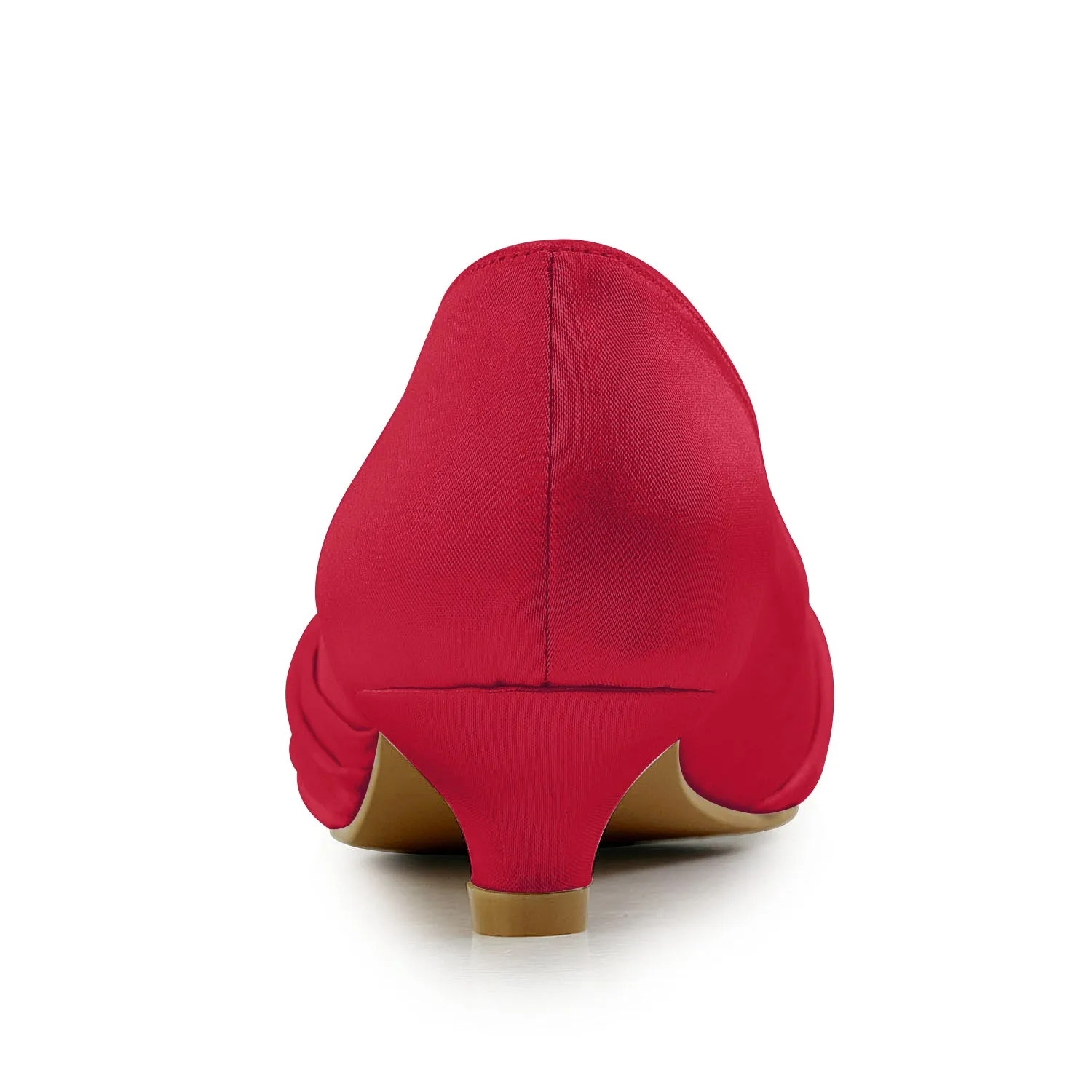 Women's Bridal Shoes Closed Toe 1.8 Low Heel Comfort Satin Pumps Crystal Wedding Shoes Shoes With Dress