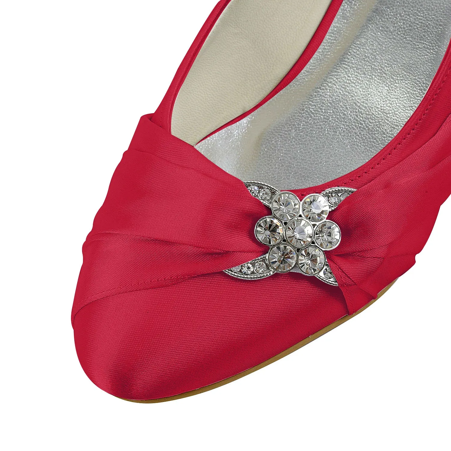 Dresses You Can Wear With Shoes Women's Bridal Shoes Closed Toe 1.8 Low Heel Comfort Satin Pumps Crystal Wedding Shoes