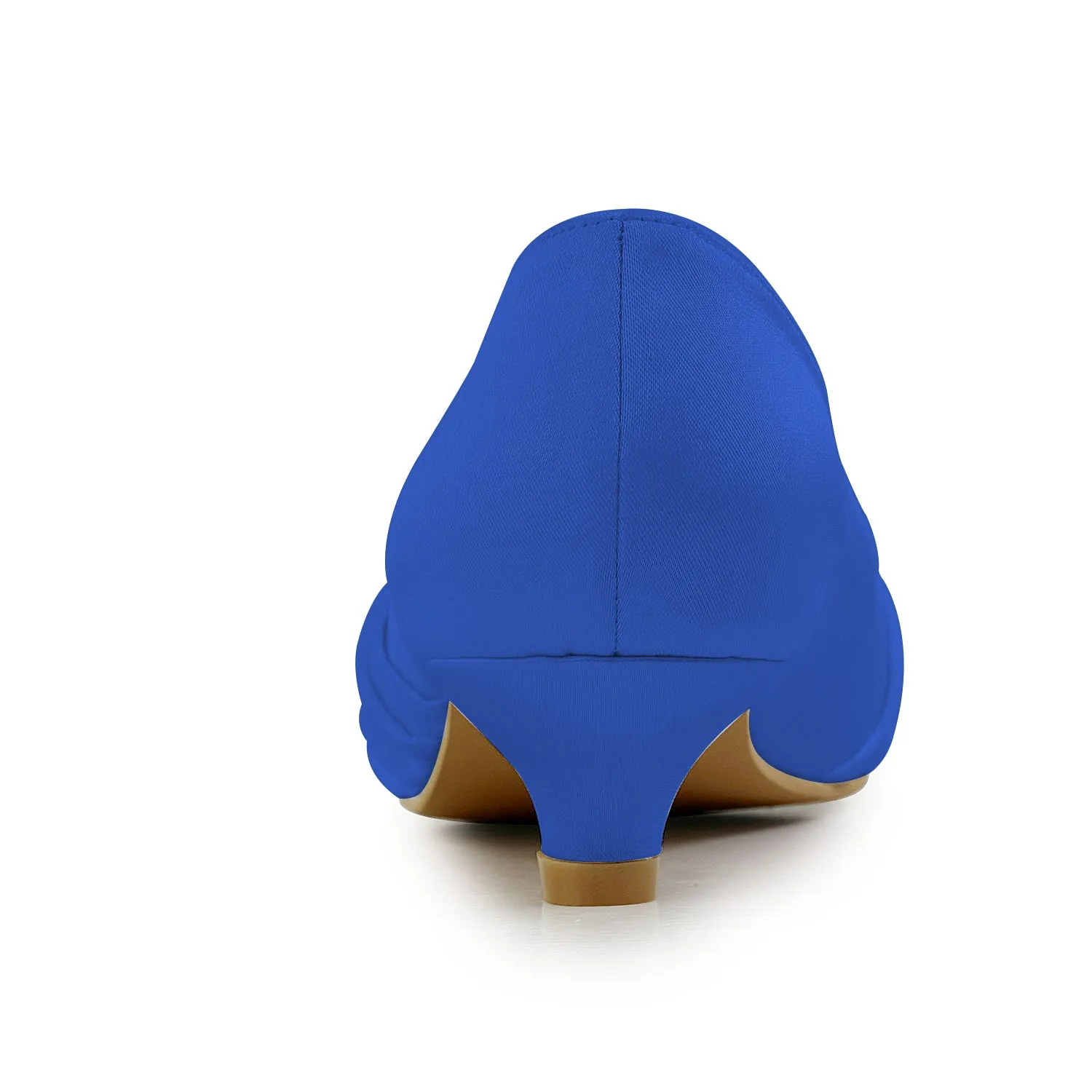 Women's Bridal Shoes Closed Toe 1.8 Low Heel Comfort Satin Pumps Crystal Wedding Shoes