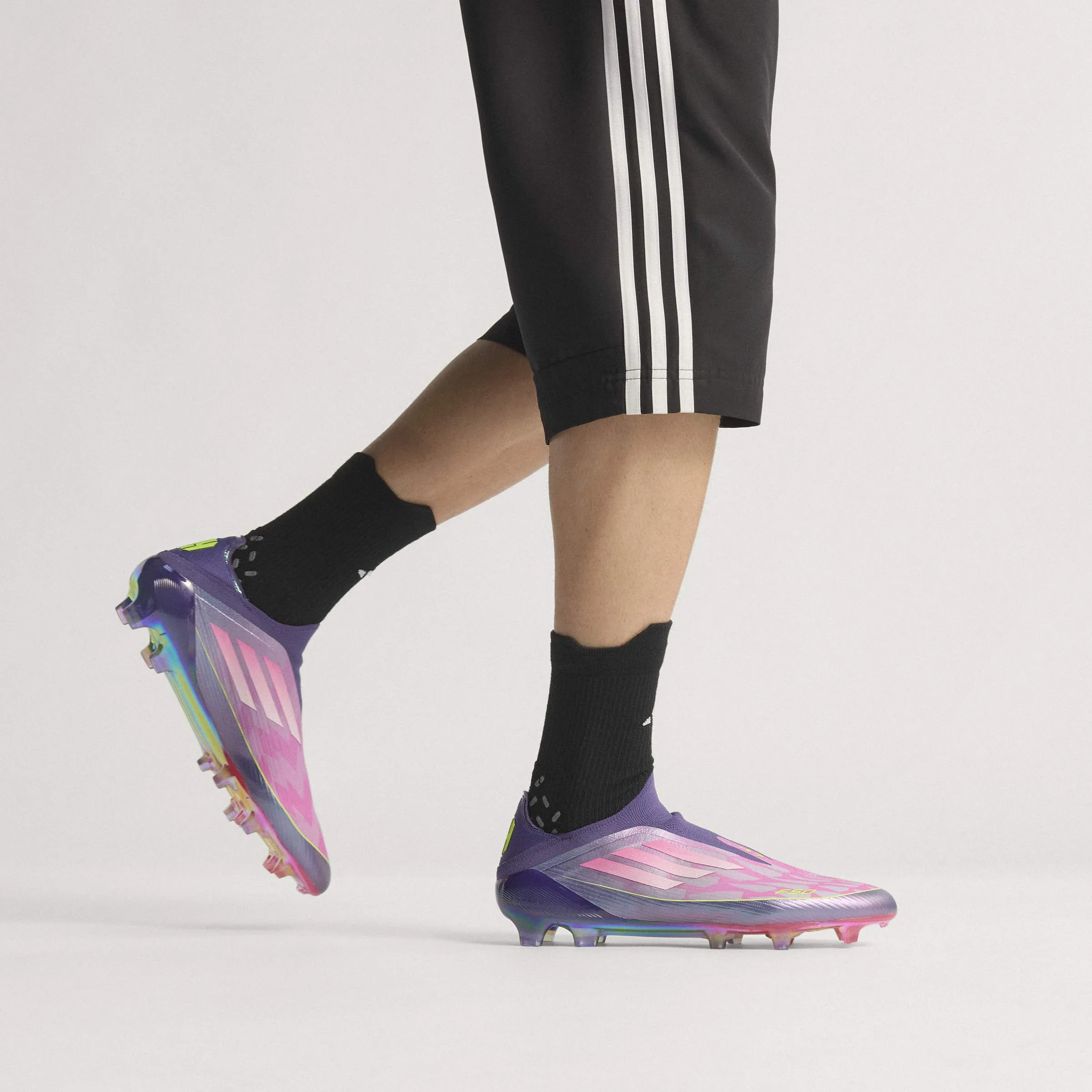 Adidas Wing Shoes Jeremy Scott adidas F50 LEAGUE Laceless FG Men's Soccer Cleats - Purple/White/Lemon