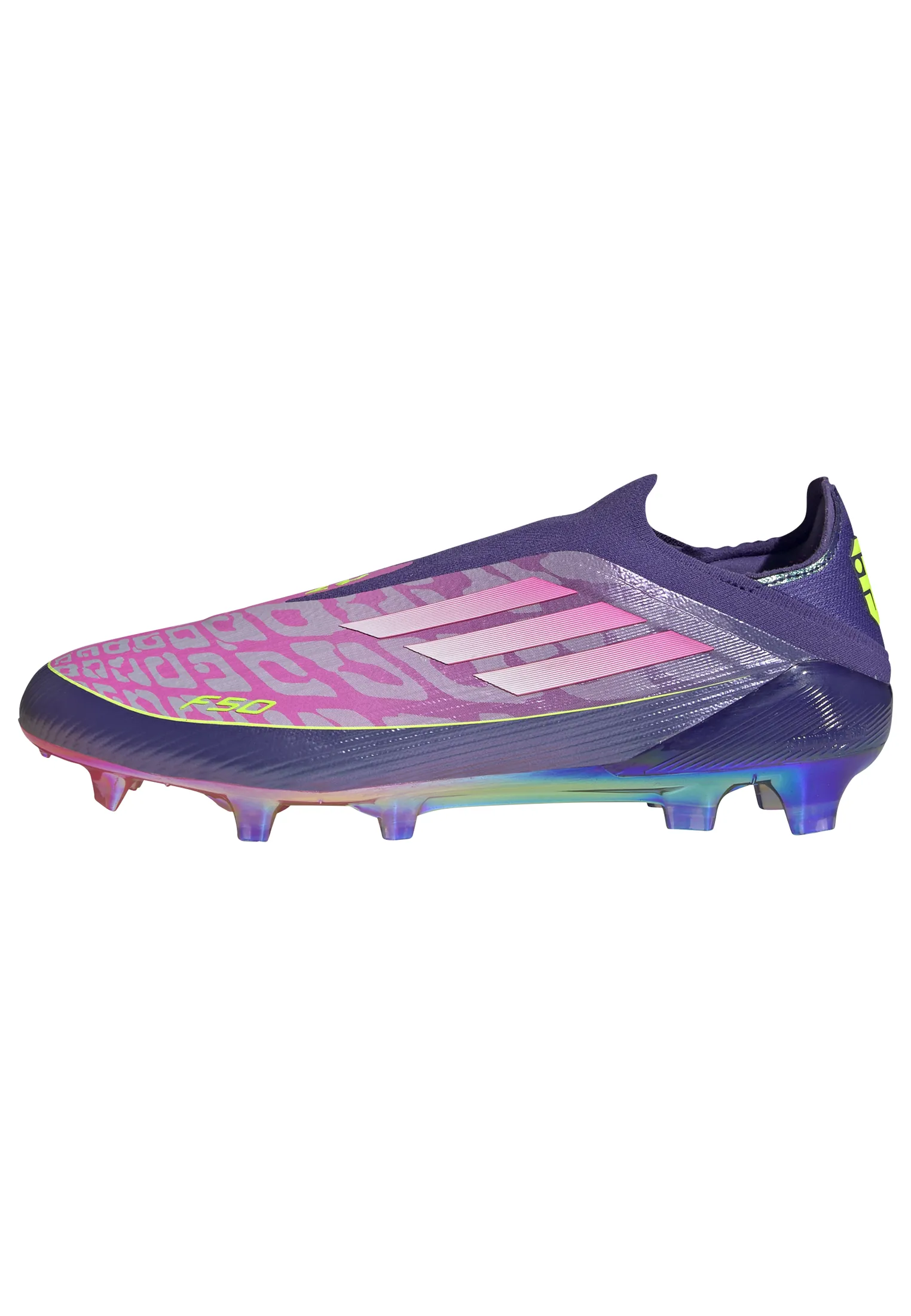 Adidas Recycled Ocean Plastic Shoes adidas F50 LEAGUE Laceless FG Men's Soccer Cleats - Purple/White/Lemon