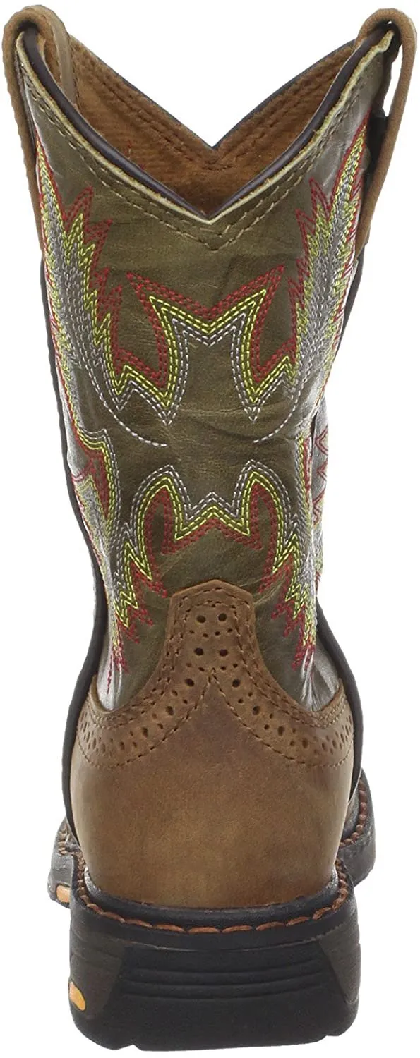 Ariat Youth Workhog Pull on Work Boot, Aged Bark/Army Green Bermuda Shoes Adidas