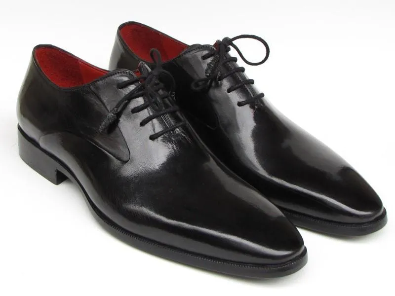 Shiny Black Dress Shoes Paul Parkman Black Oxfords - 019-BLK