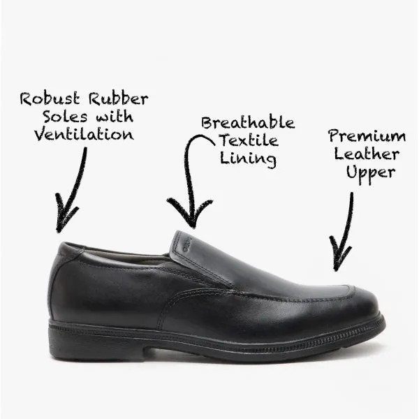 Asics Shoes For Speed Work FEDERICO D Boys Leather School Shoes Black