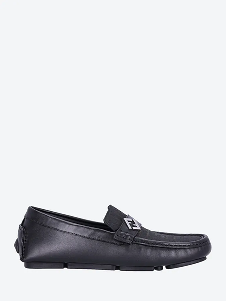 Chunky Lace Up Loafers Ff driver tessuto vitello loafers