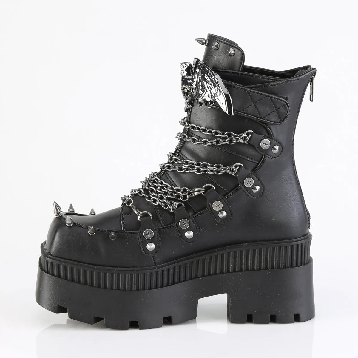 Adidas And Bape Shoes WRATH-55 DemoniaCult Black Vegan Leather Sexy Women's Ankle Boots (Alternative Footwear)