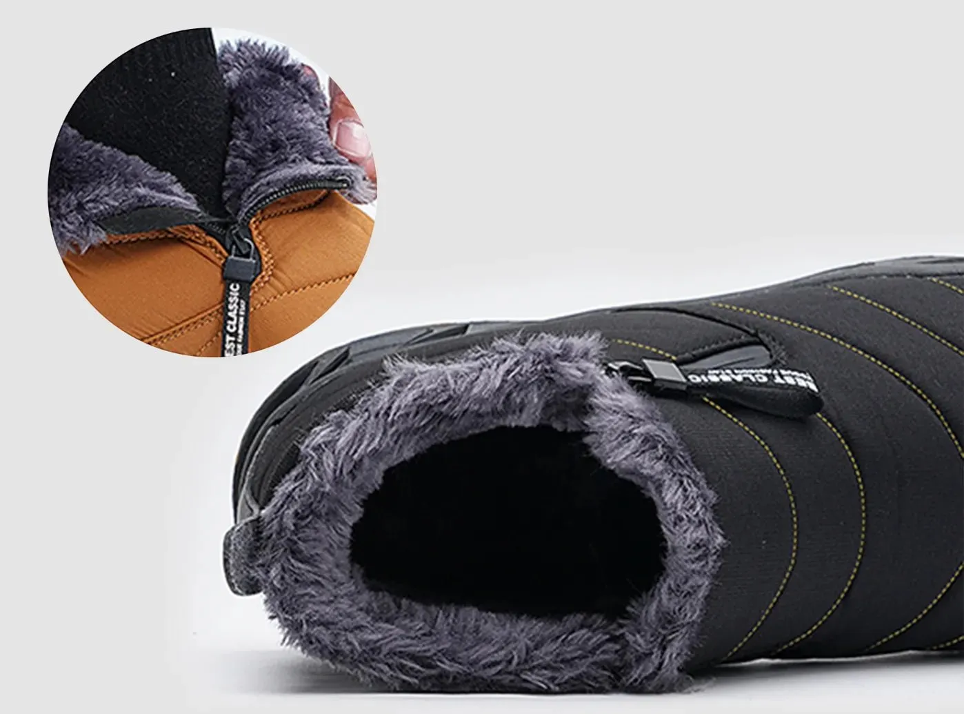 FitVille Men's Retro Round Toe Snow Boots Block Heel Knee High Boots