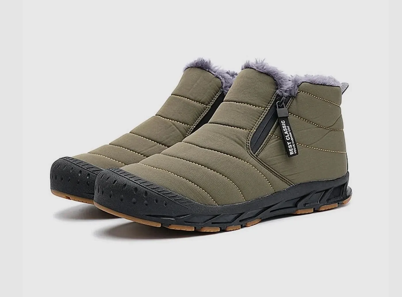 FitVille Men's Retro Round Toe Snow Boots Monkey Boots