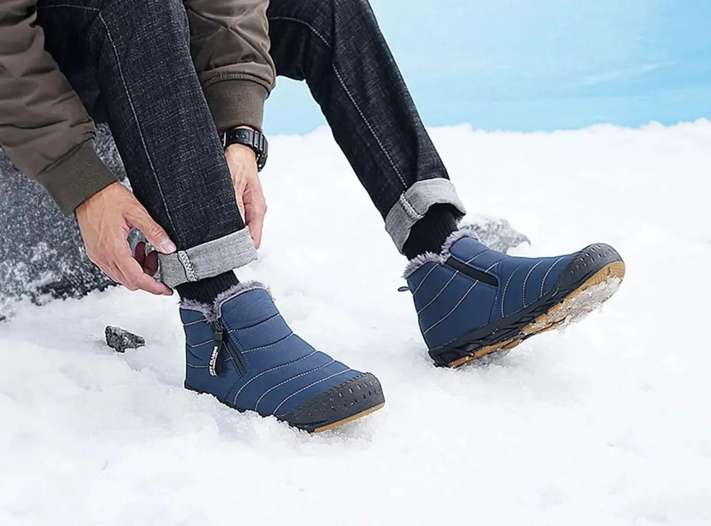 Alpine Star Boots FitVille Men's Retro Round Toe Snow Boots