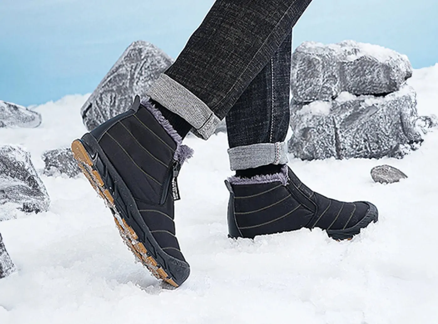 Boots Of Men FitVille Men's Retro Round Toe Snow Boots