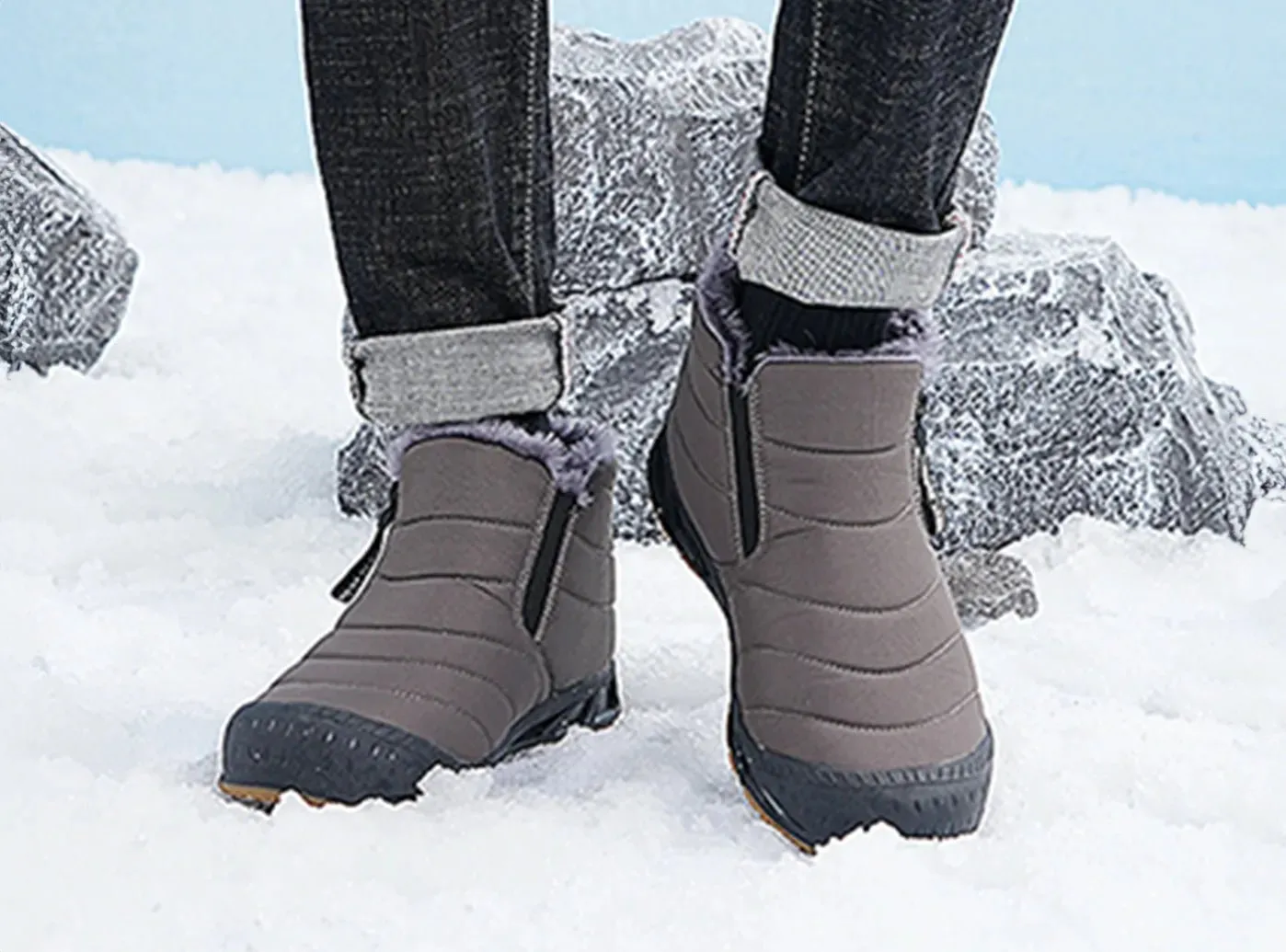 FitVille Men's Retro Round Toe Snow Boots Cool Hiking Boots