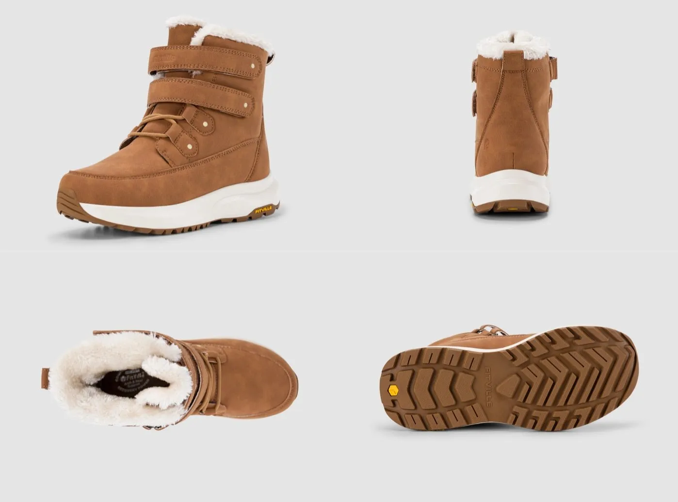 Comfortable Leather Flat Shoes FitVille Women's CozyCore Winter Boots V11