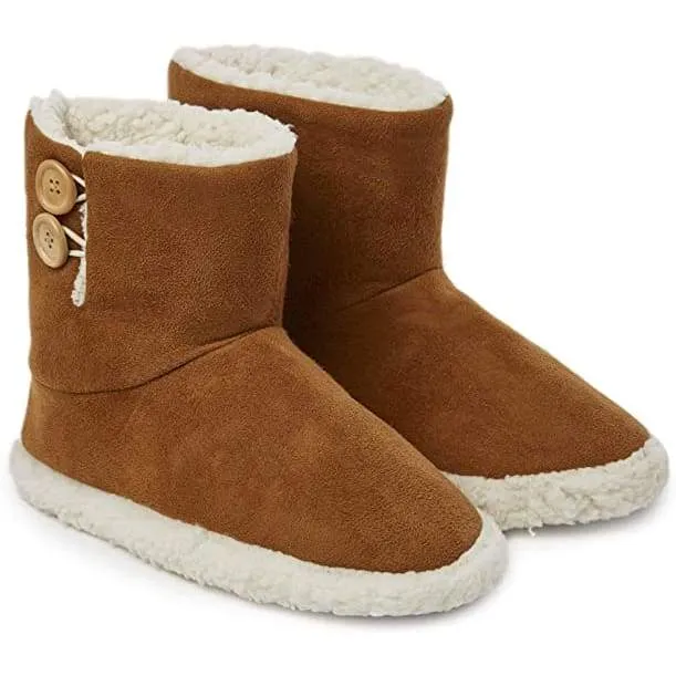 Ankle Boots Dunlop Faux Sheepskin Warm Memory Foam Indoor Outdoor Bootie Slippers for Ladies