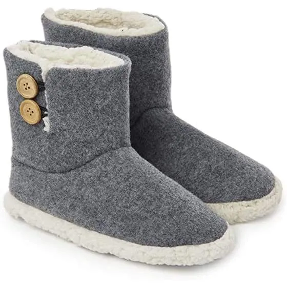 Dunlop Faux Sheepskin Warm Memory Foam Indoor Outdoor Bootie Slippers for Ladies Floral Western Boots