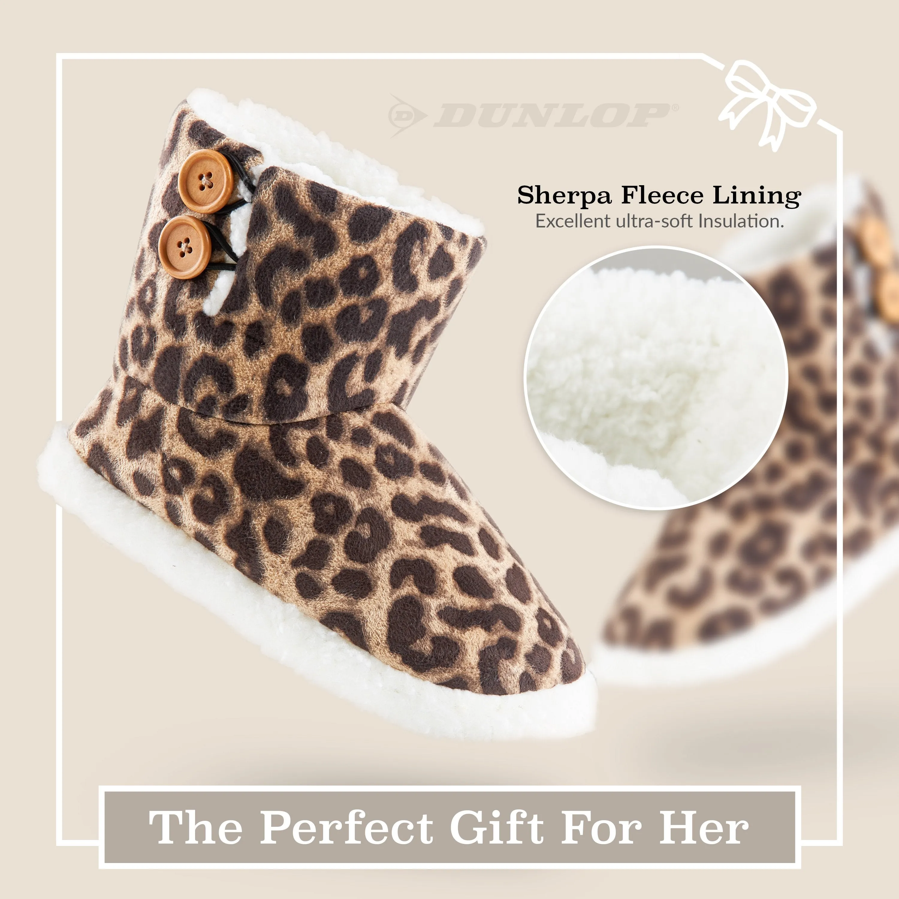 Winter Chelsea Boots Dunlop Faux Sheepskin Warm Memory Foam Indoor Outdoor Bootie Slippers for Ladies