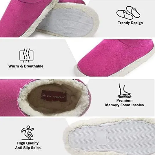 Dunlop Faux Sheepskin Warm Memory Foam Indoor Outdoor Bootie Slippers for Ladies Mickey Mouse Boots
