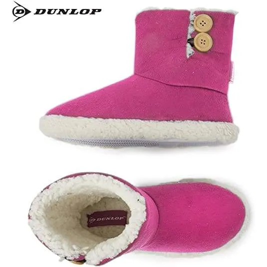 Dunlop Faux Sheepskin Warm Memory Foam Indoor Outdoor Bootie Slippers for Ladies Toddler Duck Boots