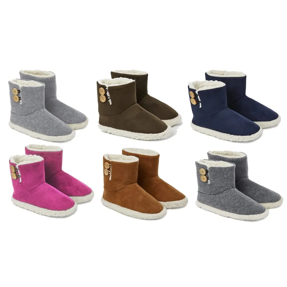 Dunlop Faux Sheepskin Warm Memory Foam Indoor Outdoor Bootie Slippers for Ladies Childrens Waterproof Hiking Boots