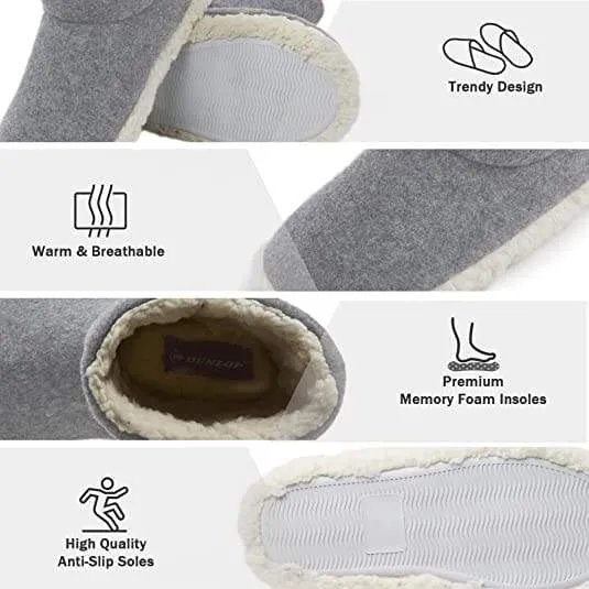 Caswell Boots Dunlop Faux Sheepskin Warm Memory Foam Indoor Outdoor Bootie Slippers for Ladies