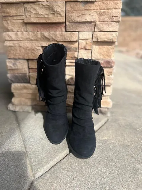 Foxie Black Fringe Boots Adidas Originals Gazelle Shoes