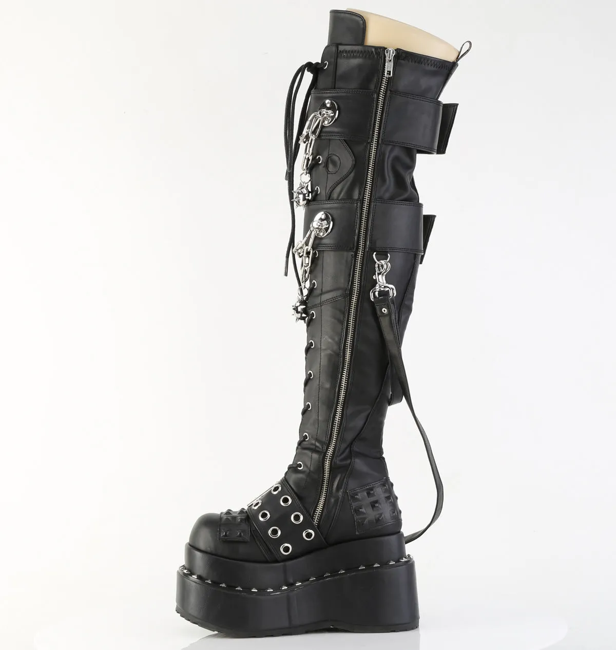 BEAR-316 DemoniaCult Black Vegan Leather Sexy Women's Over-the-Knee Boots (Alternative Footwear) Adidas Muhammad Ali Shoes