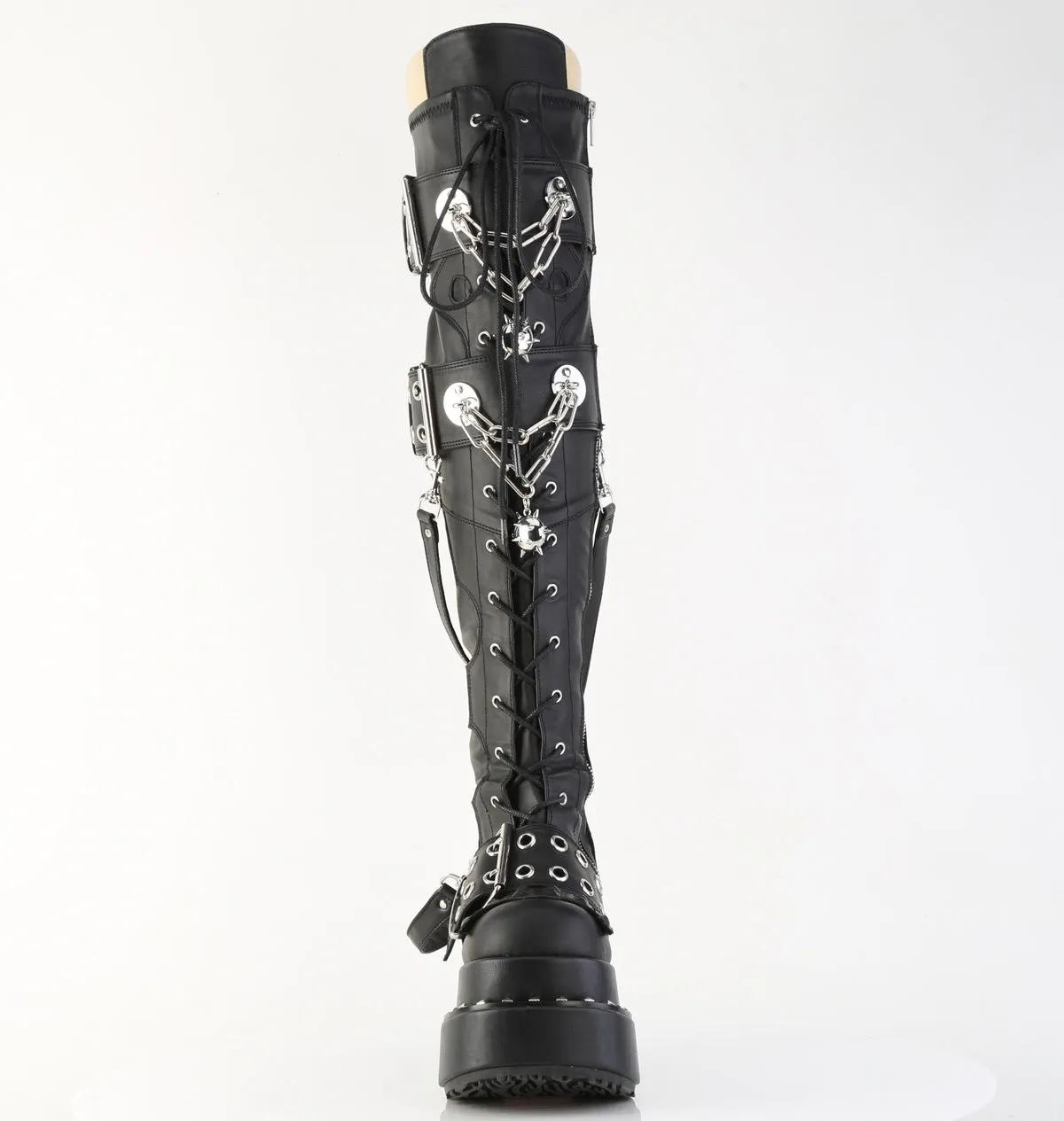 New Adidas Nmd Shoes BEAR-316 DemoniaCult Black Vegan Leather Sexy Women's Over-the-Knee Boots (Alternative Footwear)