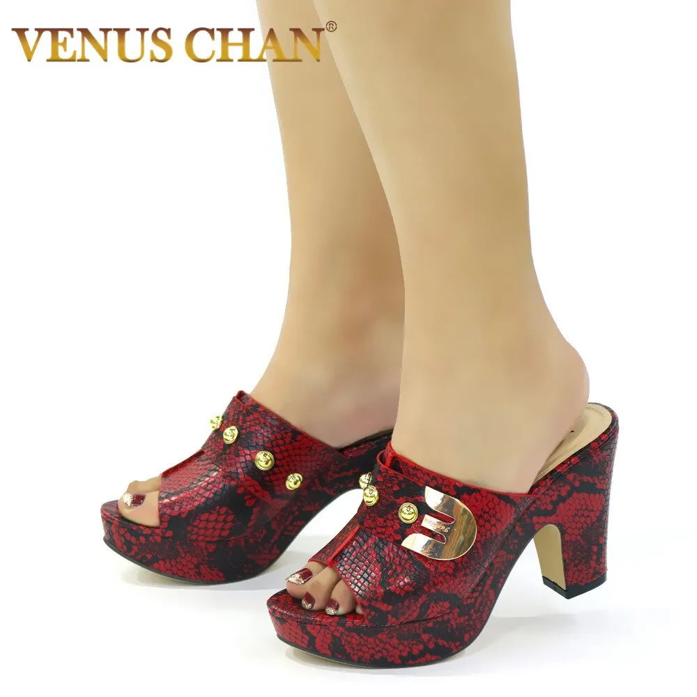 Ladies Summer Slipper Good Quality Slippers for Women Wedding Party Pumps Women's Slippers Nigeria Style Shoes High Heel Sandals Just Sheepskin Slippers