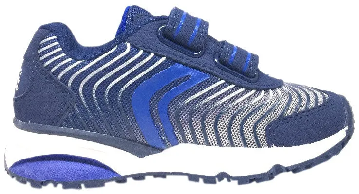 Asics Barefoot Shoes Geox Boy's Bernie Royal Blue & White Double Hook and Loop Strap Sneaker