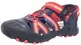 Geox Boy's Kyle Navy Blue & Red Single Hook and Loop Strap Bumper Toe Sandal Asics Padel Tennis Shoes