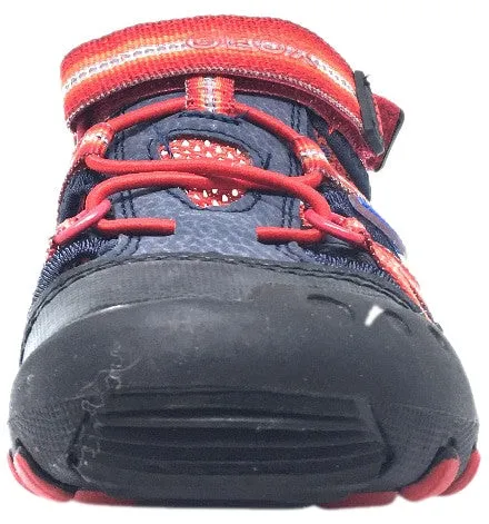 Asics Gel Nimbus 19 Running Shoes Geox Boy's Kyle Navy Blue & Red Single Hook and Loop Strap Bumper Toe Sandal