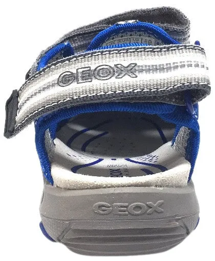 Asics Gym Shoes Geox Boy's Kyle Royal Blue & Grey Single Hook and Loop Strap Bumper Toe Sandal