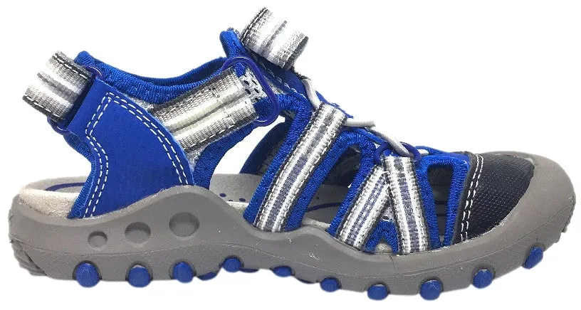 Asics Gel Resolution 7 Tennis Shoes Geox Boy's Kyle Royal Blue & Grey Single Hook and Loop Strap Bumper Toe Sandal