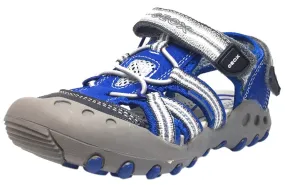 Geox Boy's Kyle Royal Blue & Grey Single Hook and Loop Strap Bumper Toe Sandal Asics Most Cushioned Running Shoe