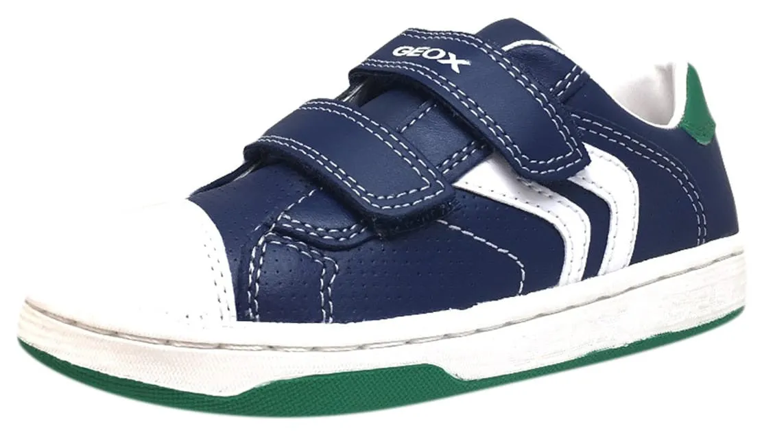 Asics Custom Running Shoes Geox Boy's Maltin Navy & Green Double Hook and Loop Strap Sneaker Shoe