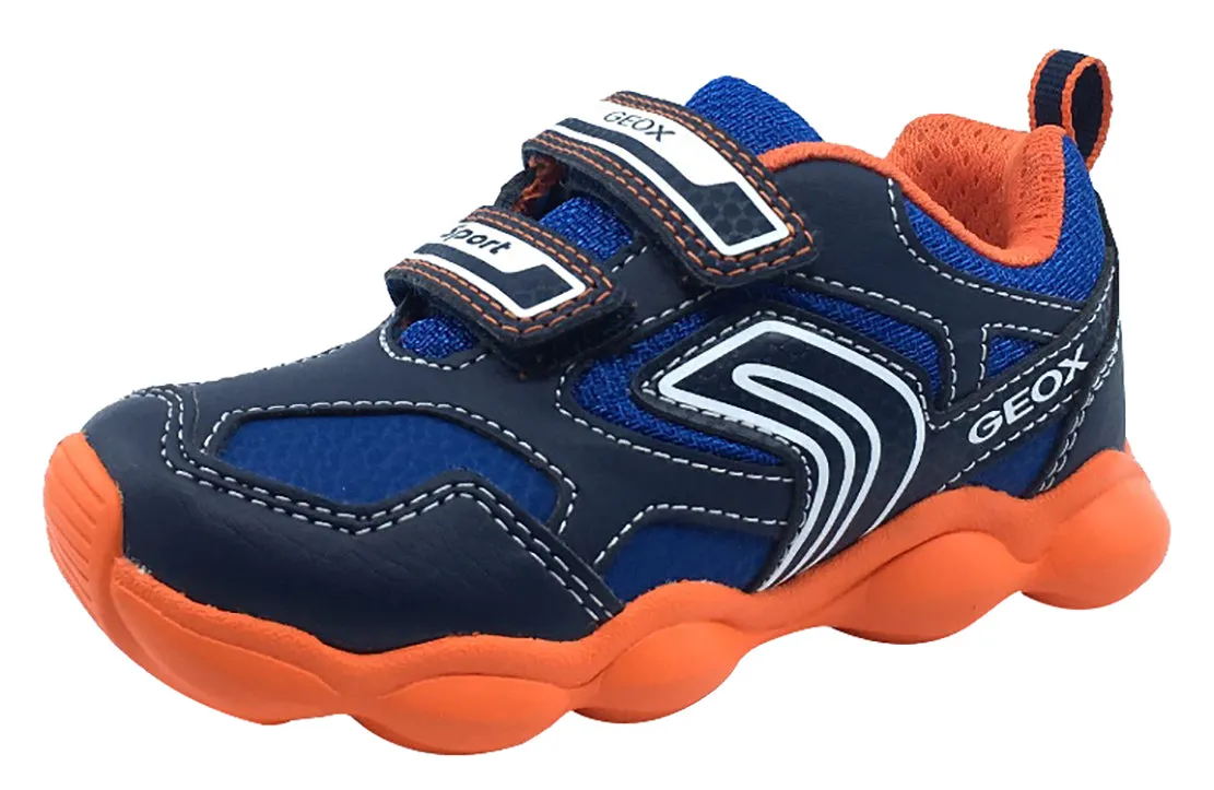 Geox Boy's Munfrey Leather Navy Orange Double Velcro Sneaker Buy Asics Wrestling Shoes