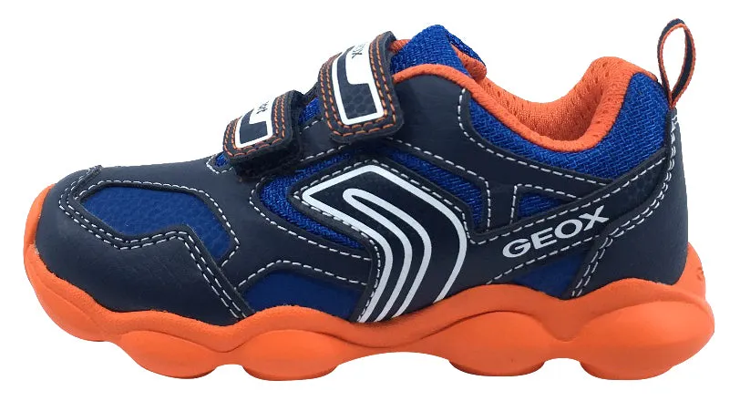 Asics Split Second 9 Wrestling Shoe Geox Boy's Munfrey Leather Navy Orange Double Velcro Sneaker