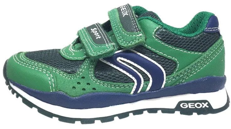 Asics Shoes Amplifoam Geox Boy's Pavel Green & Navy Double Hook and Loop Strap Sneaker