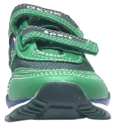Geox Boy's Pavel Green & Navy Double Hook and Loop Strap Sneaker Super Shoes Asics
