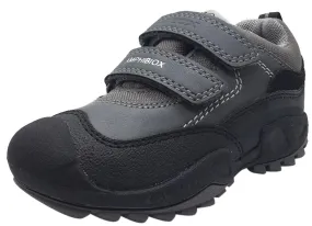 Geox Boy's Savage Grey Textile Double Hook and Loop Sporty Sole Low Top Breathable Sneaker Asics Ff Clay Tennis Shoes