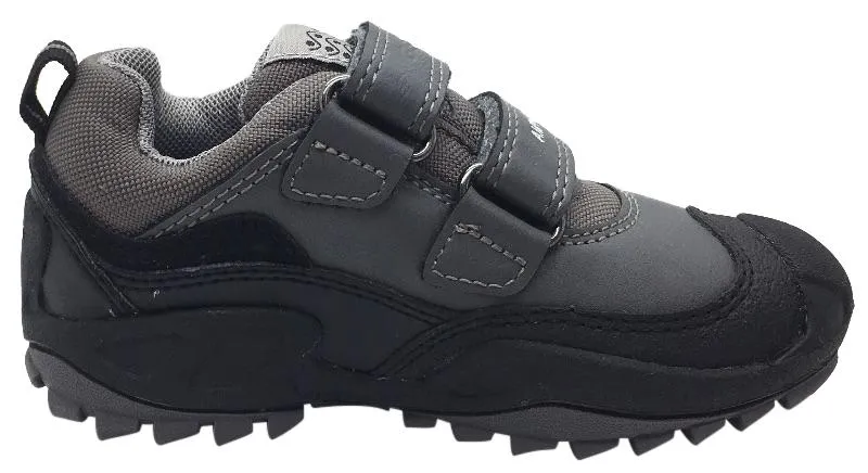 Geox Boy's Savage Grey Textile Double Hook and Loop Sporty Sole Low Top Breathable Sneaker Kendrick Lamar Asics Shoes