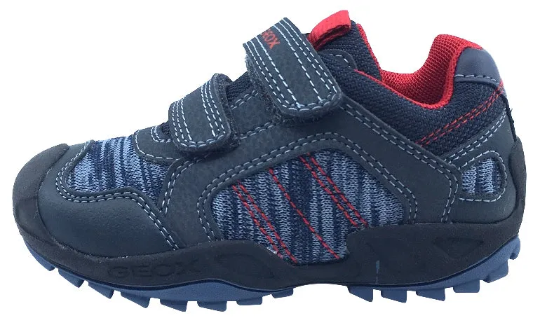 Asics Ortholite Shoes GEOX Boy's Savage Hook and Loop Closure Sneaker Tennis Shoes, Navy/Red