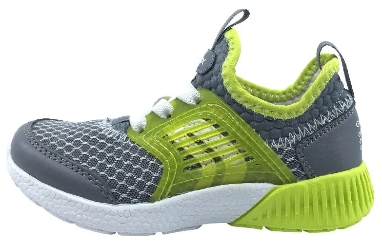 Asics Running Shoes Weight GEOX Boy's Sveth Elastic Lace Slip-On Sneaker (Grey/Yellow)