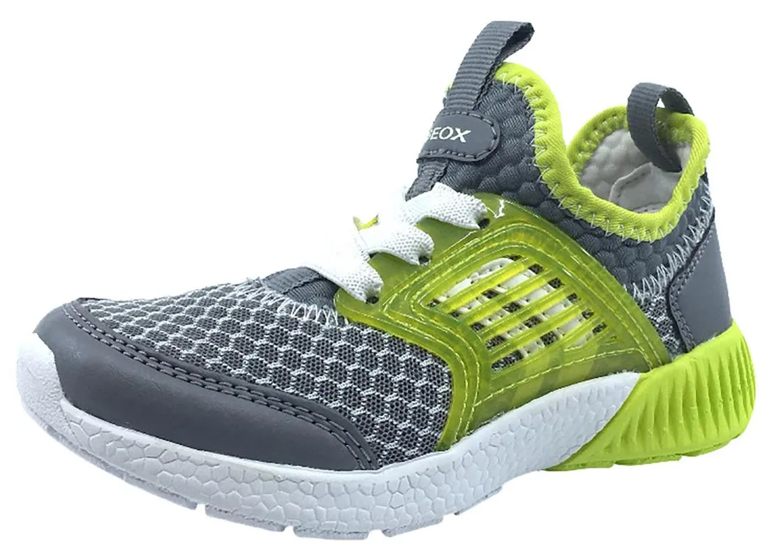 Similar Shoes To Asics Gel Kayano GEOX Boy's Sveth Elastic Lace Slip-On Sneaker (Grey/Yellow)