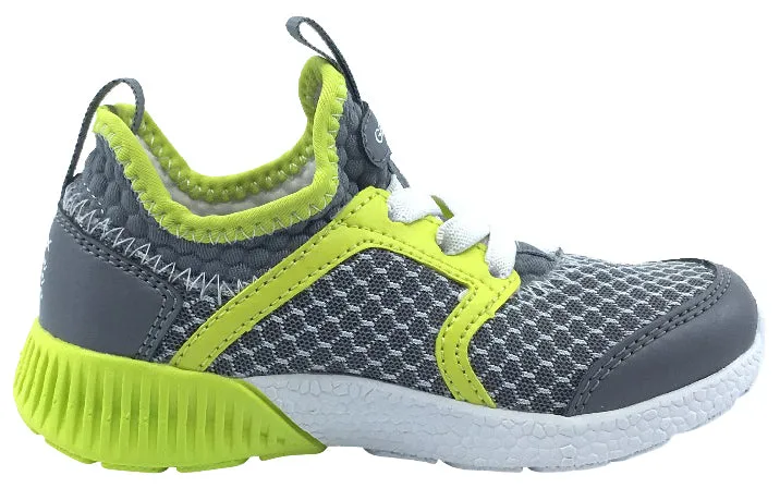 Asics Volleyball Shoe GEOX Boy's Sveth Elastic Lace Slip-On Sneaker (Grey/Yellow)