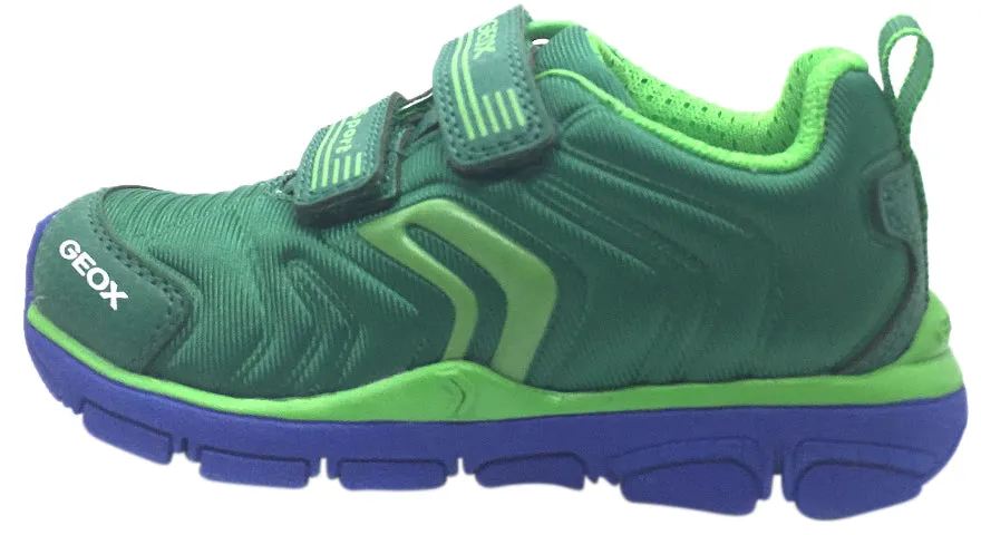 New Asics Shoes 2024 Geox Boy's Torque Green Double Hook and Loop Strap Sporty Low Top Breathable Sneaker